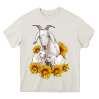 Cream goat family with sunflowers Heavy Core Tee - Artiststas
