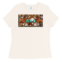 Bone aztec horses and wild with cowhide license plate template Ladies Tee - Artiststas