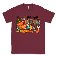 Burgundy happy turkey day Classic Tee - MaliasSmallBusiness
