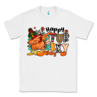 White happy turkey day Classic Tee - MaliasSmallBusiness