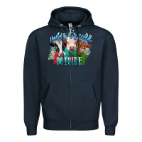 Navy heifers its cold outside Zipper Hoodie - CowGirlArtShop