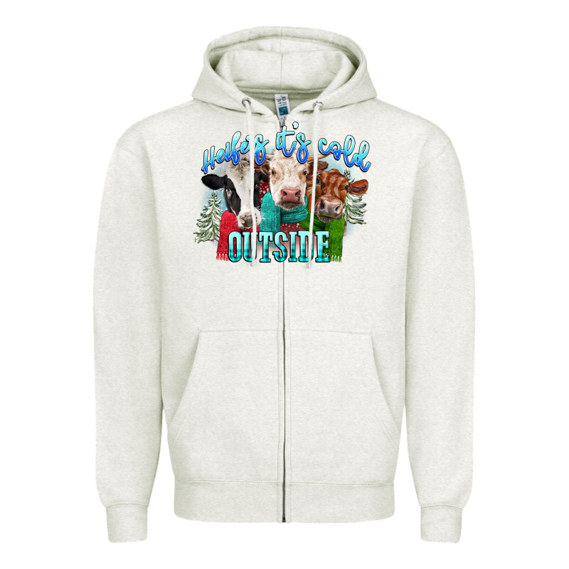 Heifers Its Cold Outside Zipper Hoodie by CowGirlArtShop | Teevron
