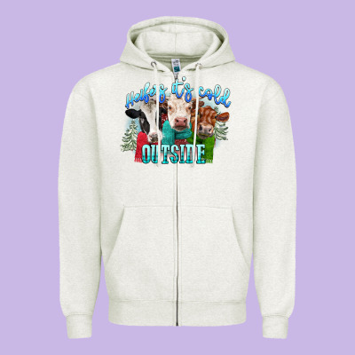 Heifers Its Cold Outside Zipper Hoodie Designed By Cowgirlartshop