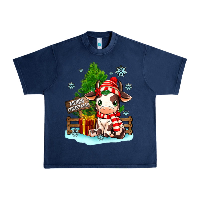 Merry Christmas Cow Urban Heavy Tee by MaliasSmallBusiness | Teevron