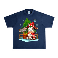 Navy merry christmas cow Urban Heavy Tee - MaliasSmallBusiness