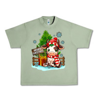 Oil Green merry christmas cow Urban Heavy Tee - MaliasSmallBusiness