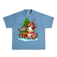 Pebble Blue merry christmas cow Urban Heavy Tee - MaliasSmallBusiness