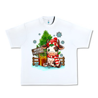 White merry christmas cow Urban Heavy Tee - MaliasSmallBusiness