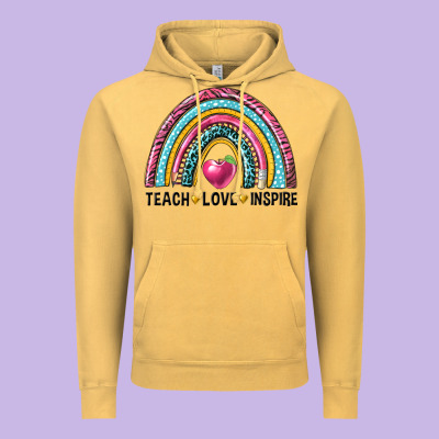 Rainbow Teach Love Inspire Vintage Hoodie Designed By Nancycooperartshop