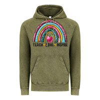 Vintage Olive rainbow teach love inspire Vintage Hoodie - NancyCooperArtShop