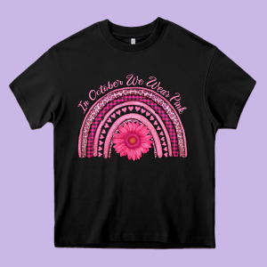 In October We Wear Pink Rainbow Heavy Core Tee Designed By Adodesignshop