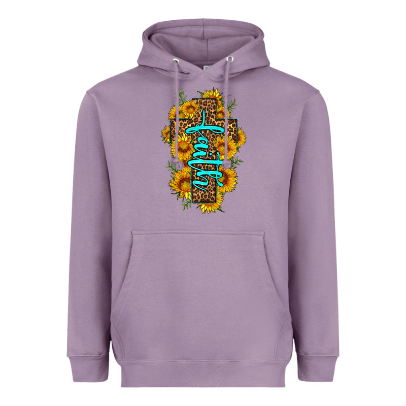 Faith Sunflower Leopard Cross Olivia Heavyweight Hoodie by OliviaCreatesArt | Teevron