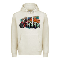 Oatmeal Heather Badass mama motorcycle mother's day Premium Hoodie - HowdyJamesFarm