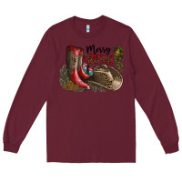 Burgundy Merry Christmas Long Sleeve Tee - SublimationCraftShop
