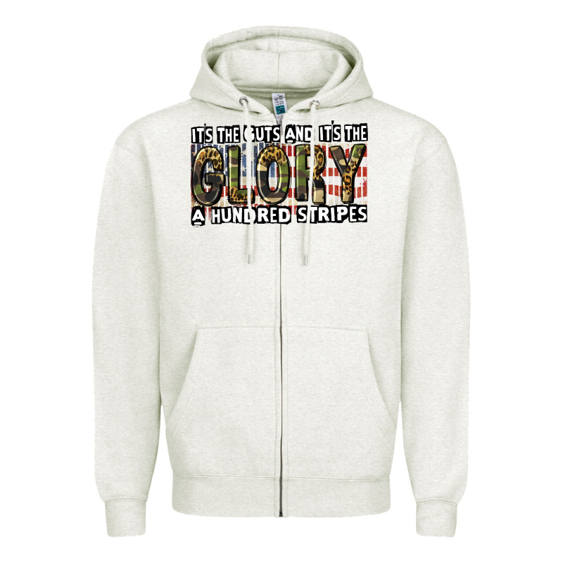 Its The Guts And Its The Glory A Hundred Stripes Zipper Hoodie by CowGirlArtShop | Teevron