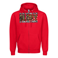 Red its the guts and its the glory a hundred stripes Zipper Hoodie - CowGirlArtShop