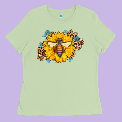 Bee Sunflower Leopard Ladies Tee Designed By Adodesignshop