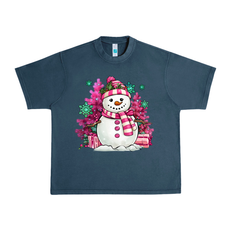 Pink Christmas Snowman Urban Heavy Tee by MaliasSmallBusiness | Teevron