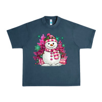 Midnight Navy pink christmas snowman Urban Heavy Tee - MaliasSmallBusiness
