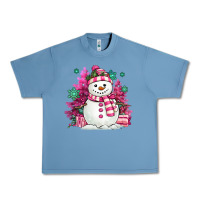 Pebble Blue pink christmas snowman Urban Heavy Tee - MaliasSmallBusiness