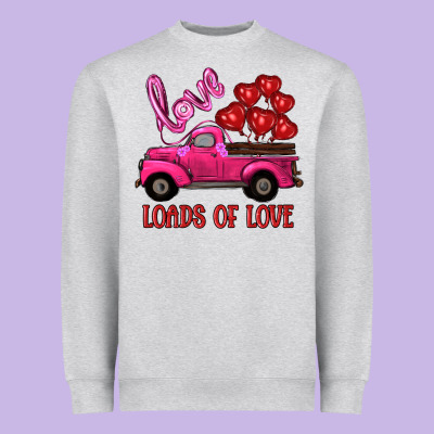 Valentine's Day Loads Of Love Turck With Balloons Heavyweight Sweatshirt Designed By Ranaportraitstore