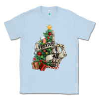 Dusty Blue Festive af Christmas middle finger Classic Tee - NancyCooperArtShop