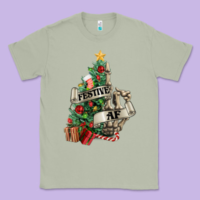 Festive Af Christmas Middle Finger Classic Tee Designed By Nancycooperartshop