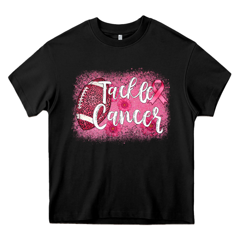 Tackle Cancer Football Leopard Heavy Core Tee by AdoDesignShop | Teevron