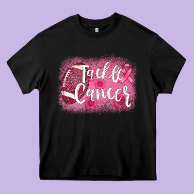 Tackle Cancer Football Leopard Heavy Core Tee Designed By Adodesignshop