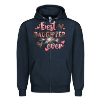 Navy best daughter ever mother's day Zipper Hoodie - CowGirlArtShop