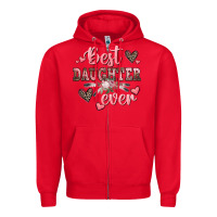 Red best daughter ever mother's day Zipper Hoodie - CowGirlArtShop