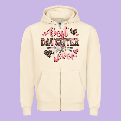 Best Daughter Ever Mother's Day Zipper Hoodie Designed By Cowgirlartshop