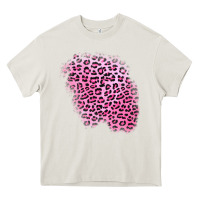 Cream pink leopard patch Heavy Core Tee - AdoDesignShop