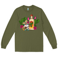 Army Green mexican tequila gnomes guitar roses cactus serape Long Sleeve Tee - Artiststas