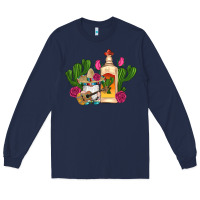 Navy mexican tequila gnomes guitar roses cactus serape Long Sleeve Tee - Artiststas
