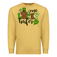 Antique Gold St. Patrick's Day One lucky Heifer Premium Sweatshirt - OliviaCreatesArt