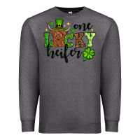 Charcoal Heather St. Patrick's Day One lucky Heifer Premium Sweatshirt - OliviaCreatesArt