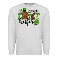 Dove Grey St. Patrick's Day One lucky Heifer Premium Sweatshirt - OliviaCreatesArt