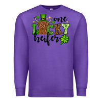 Purple St. Patrick's Day One lucky Heifer Premium Sweatshirt - OliviaCreatesArt