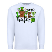 White St. Patrick's Day One lucky Heifer Premium Sweatshirt - OliviaCreatesArt