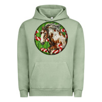 Pigment Oil Green Horse Christmas Urban Hoodie - LillyAllenDesigns