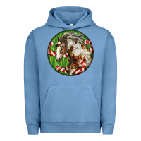 Pigment Pebble Blue Horse Christmas Urban Hoodie - LillyAllenDesigns