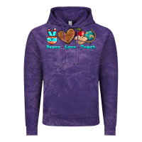 Cloud Purple peace love teach Vintage Hoodie - NancyCooperArtShop