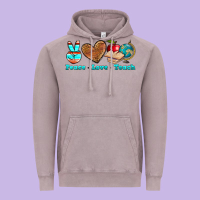 Peace Love Teach Vintage Hoodie Designed By Nancycooperartshop