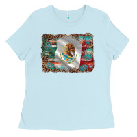 Baby Blue mexico gemstone leopard Ladies Tee - AdoDesignShop