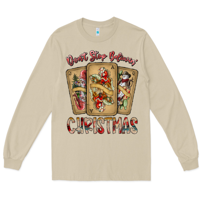 Dont Stop Believin Christmas Long Sleeve Tee by SublimationCraftShop | Teevron