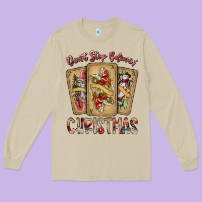 Dont Stop Believin Christmas Long Sleeve Tee Designed By Sublimationcraftshop