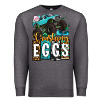 Charcoal Heather Easter Day Monster truck crushing eggs Premium Sweatshirt - OliviaCreatesArt