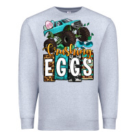 Heather Grey Easter Day Monster truck crushing eggs Premium Sweatshirt - OliviaCreatesArt