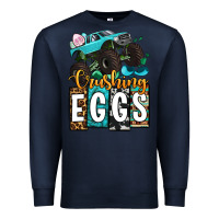 Navy Easter Day Monster truck crushing eggs Premium Sweatshirt - OliviaCreatesArt